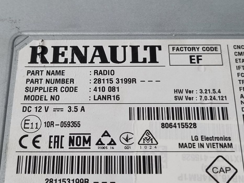 Modul Renault Kadjar 2015 - 2018 (1574) NAVIGATIE 281153199R Garantie