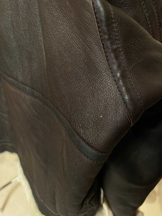 Cojoc maro vintage pentru barbati piele si blana Shearling premium