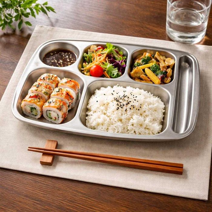 Секционный поднос из нержавеющей стали — 35×26 см