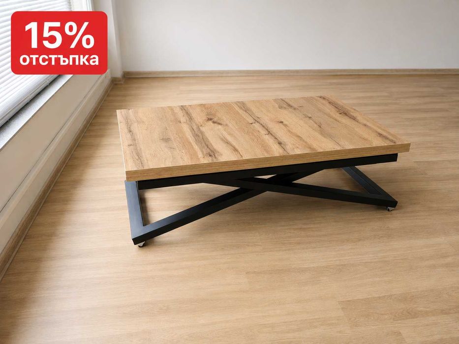Холна и трапезна, разтегателна маса Валенсия, дъб вотан и черно