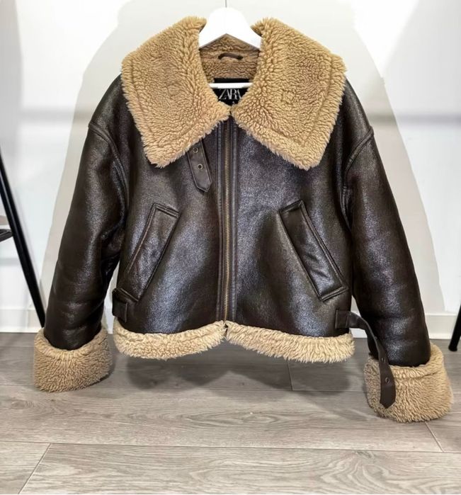 Кожено пухкаво яке zara