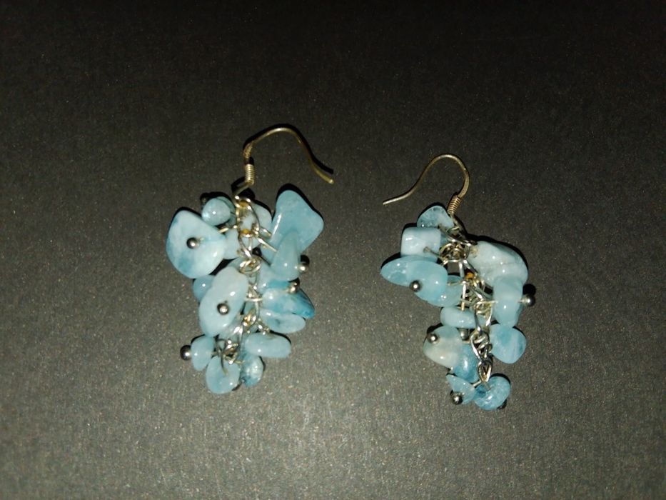 Висящи обеци със син камък