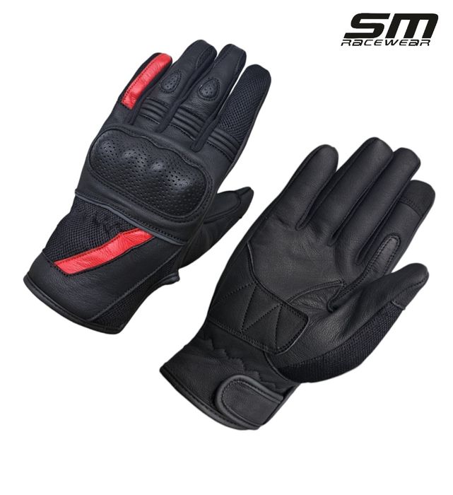 Manusi moto piele naturala + textil SM Aering marimi M L XL și 2XL