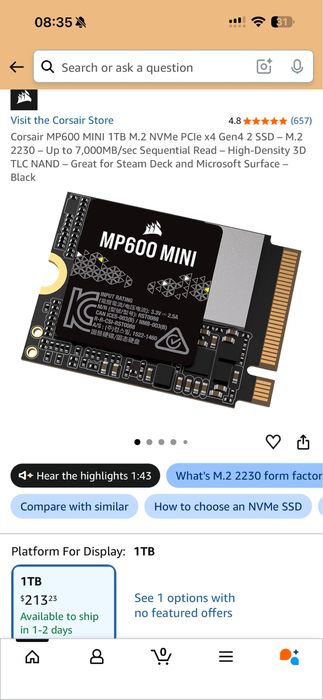 Corsair SSD m2 1tb + magsafe кейс