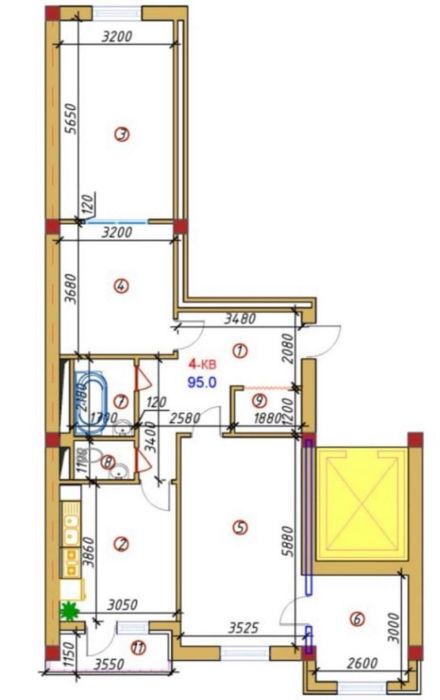 Продается 3х ком квартира, ЖК Nukus Avenue, ор-р: Глинка, 98,3м²