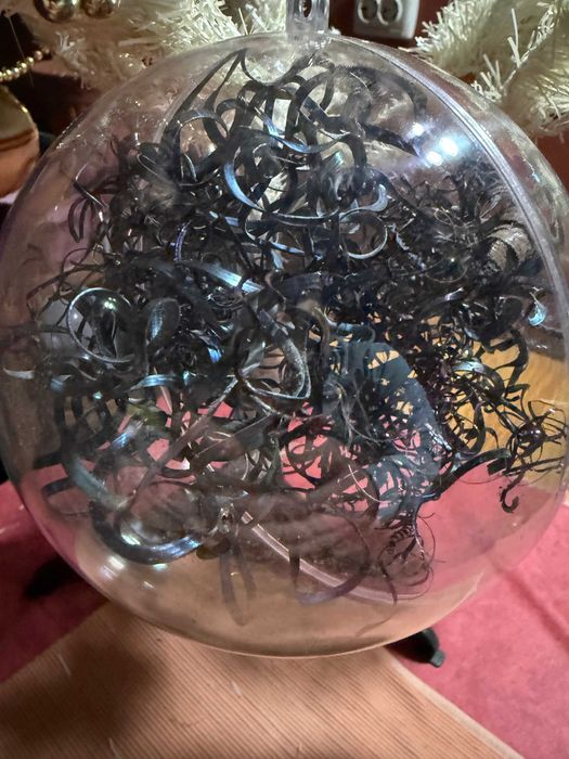 Globuri transparente de Crăciun cu șpan metalic - 10 cm, 10 bucăți