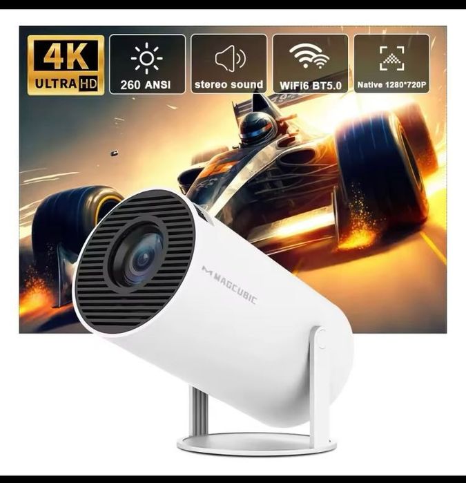 Мини проектор MAGCUBIC-HD 720P, поддържа 4K, WiFi 6, Bluetooth 5.0