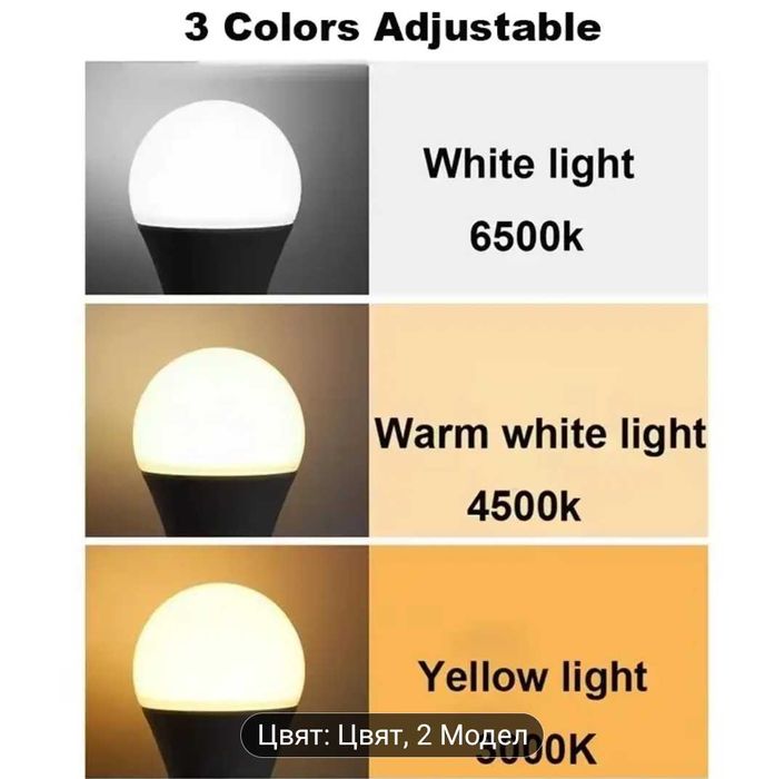 LED крушка за осветление с 3 режима и usb захранване