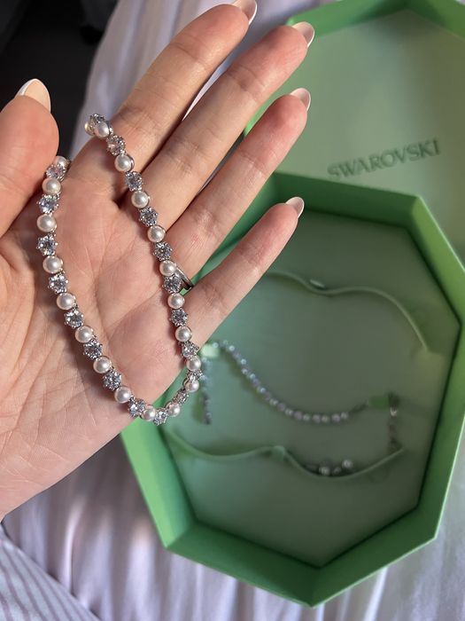 Swarowski комплект бижута сребро (сватбени) Колие, гривна и обеци