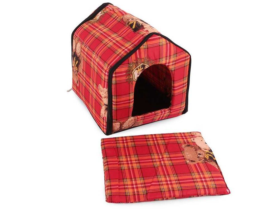 Casuta pliabila pisici si caini mici pat moale detasabil 32x34x30 cm