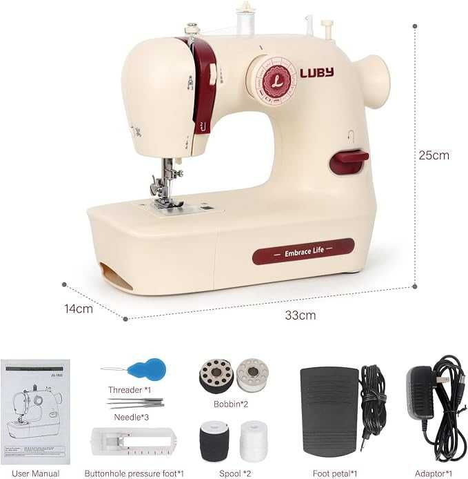 Luby електрическа,мини, преносима шевна машина