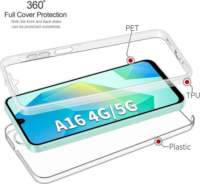 Прозрачен 360° Градуса Кейс за Samsung Galaxy A17 A16 A05s A15 A24 A2