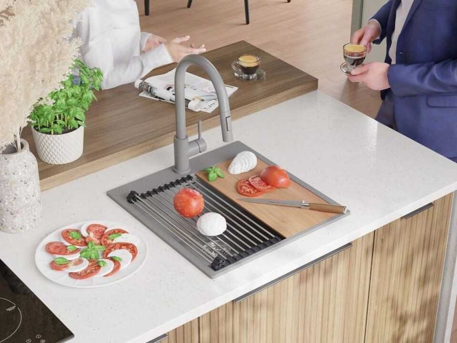 Кухненска Мивка от гранит модел Осло 50 XXL 450 x 500 mm - сива
