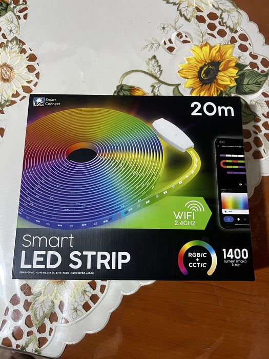Bandă LED Smart 20m WiFi RGB + Alb Rece/Caldă - Nouă