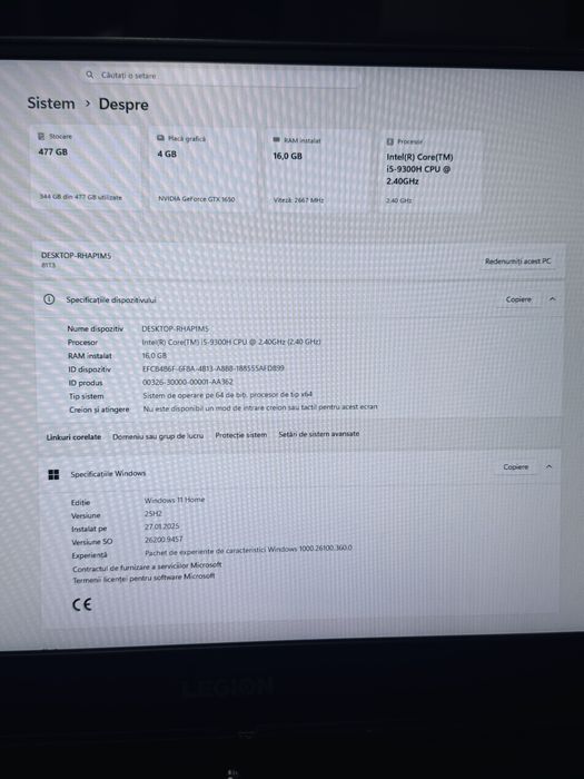 Laptop Gaming Lenovo Legion - Intel Core i5, 16GB RAM, GTX 1650, 512GB SSD