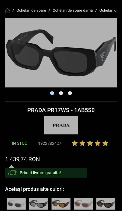 Ochelari de soare Prada noi, nepurtati