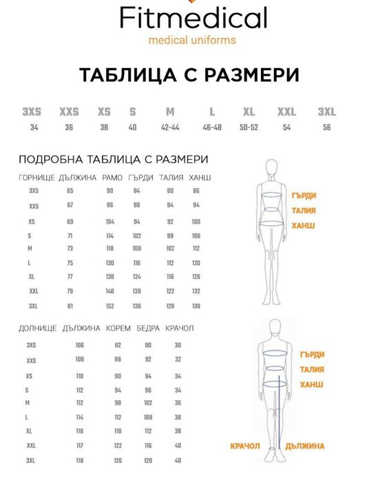 Медицински екипи размери от ххс до м