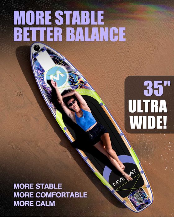 Нов, висок клас, 350 СМ надуваем падъл борд all-round SUP MYBOAT MY19 (Touring Air Purple) в лилав дизайн.