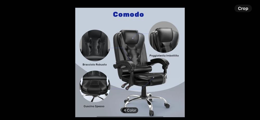 Офис стол черна кожа