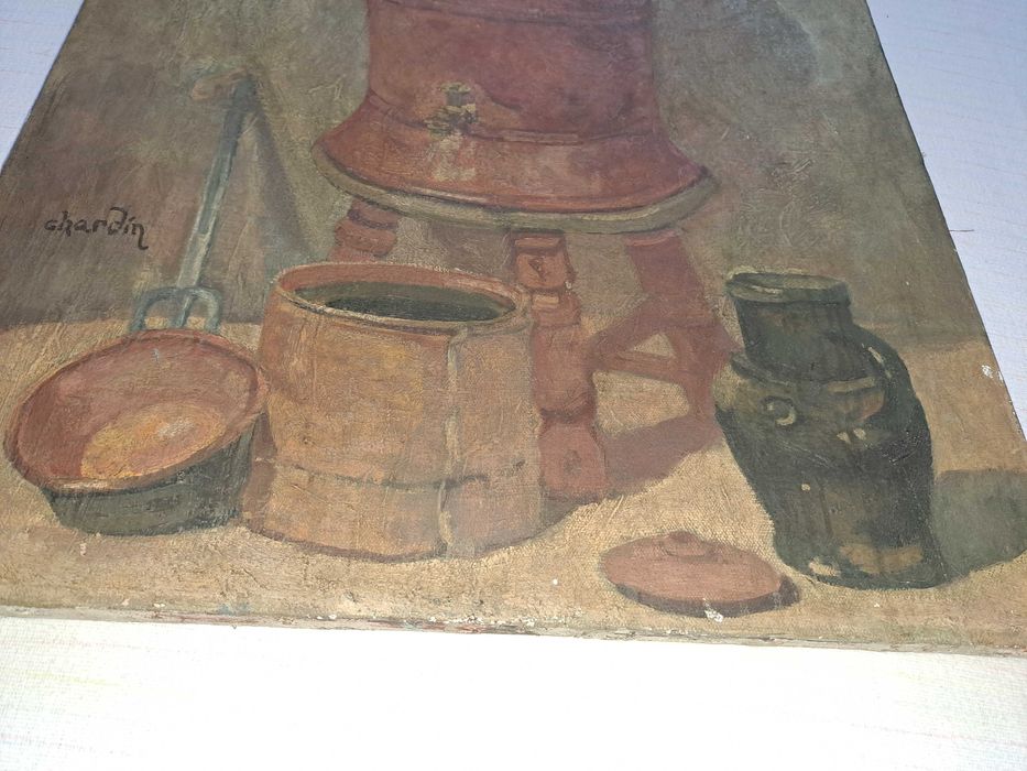 tablou pictura veche ulei pe panza reproducere Chardin 61/49 cm