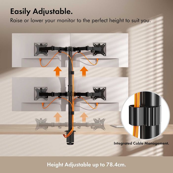 Suport pentru 4 monitoare Vonhaus®, monitor cu diagonala intre 17-32"