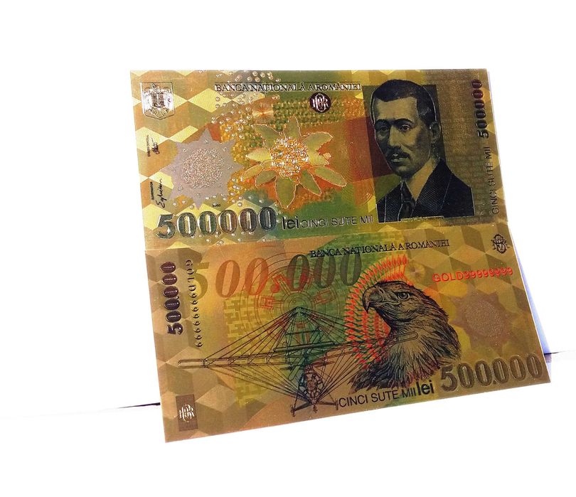 Bancnota 500000 Lei 2000 BNR Ghizari aurie colectie certificat UNC