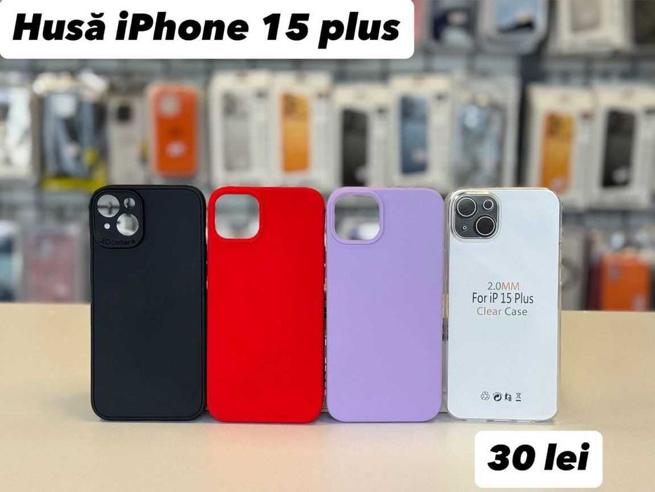 Husă silicon, folie, cablu, încărcător iPhone 15 PLUS