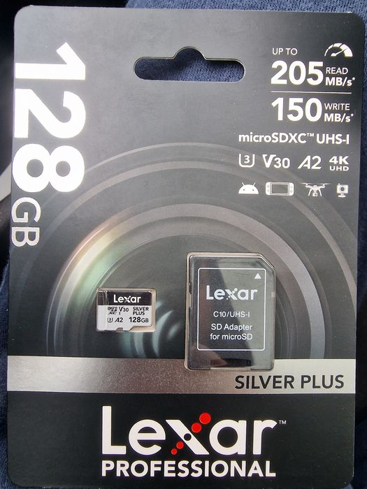 Titlu sugerat: Card de memorie Lexar Professional SILVER Plus microSDXC 128GB, Nou, Sigilat