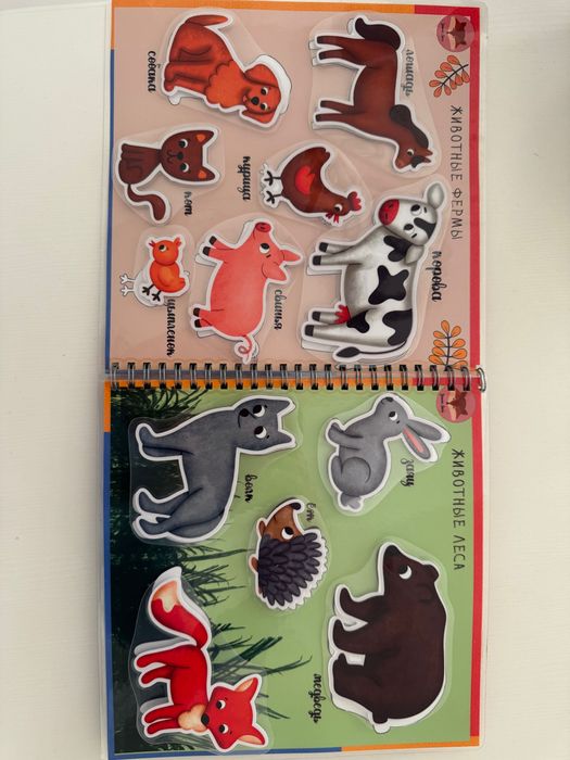 Развивающие пазлы, карточки и книга на липучках для детей