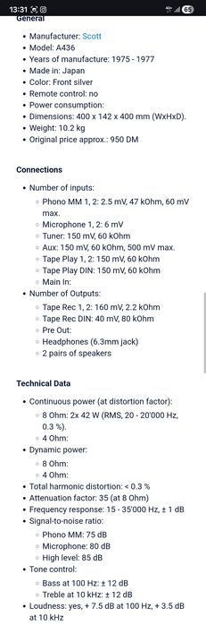 Amplificator vintage Scott A-436