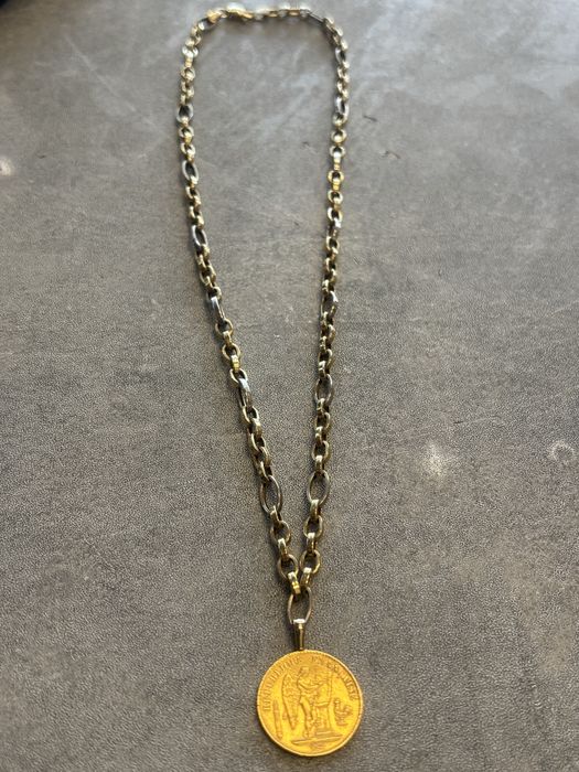 Златен ланец 14к с монета висок карат 21.65к