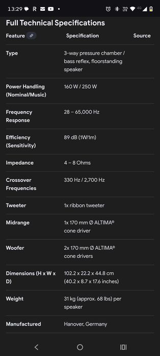 висок клас подови тонколони Quadral Aurum Orkan 8