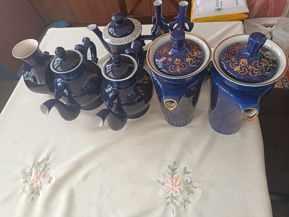 Керамический сервиз  Тюльпан СССР кобальт