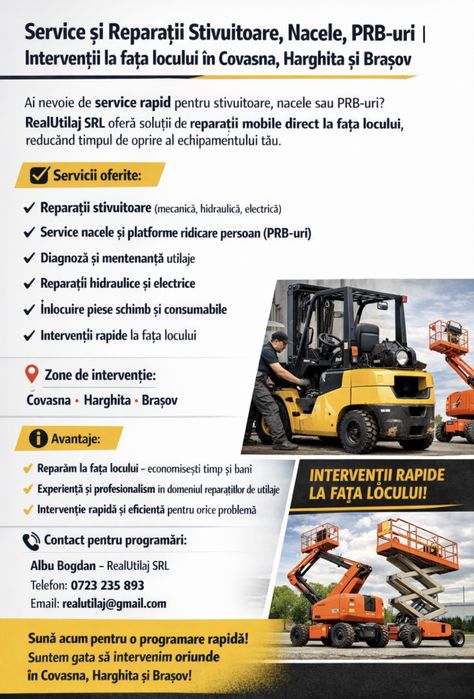 Reparații stivuitoare, nacele și PRB-uri | Service mobil utilaje