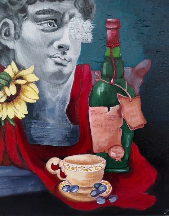 Pictură pe pânză în acrilic.