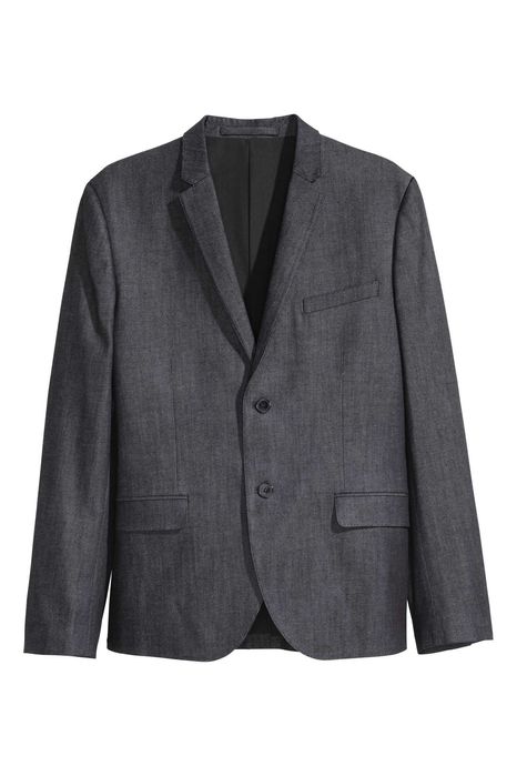 H&M costum denim slim fit mar.50/52 bleumarin/indigo, talie 90 cm, nou