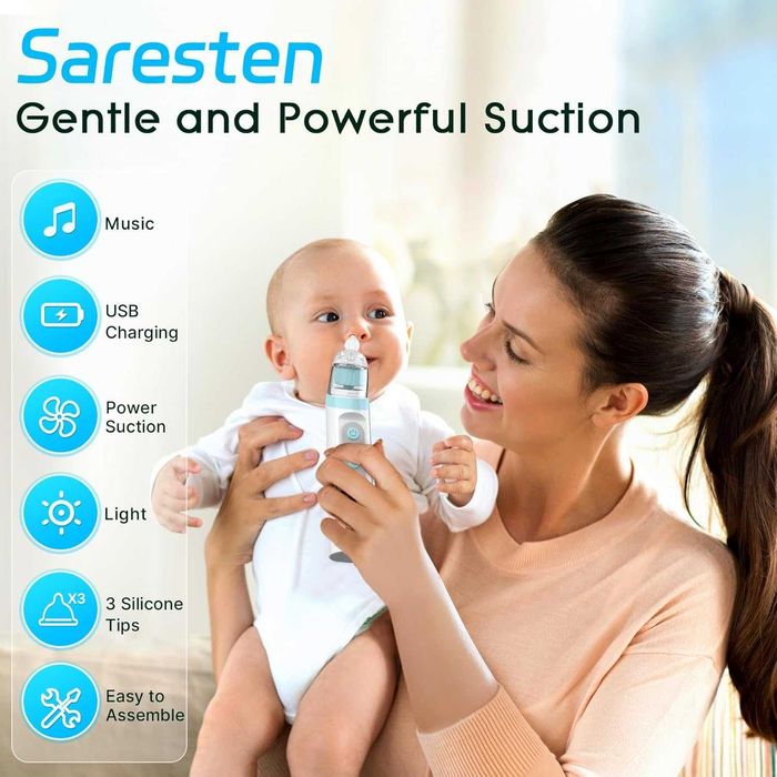 Назален аспиратор за бебе 3 накрайника, с музикална, светлинна функция