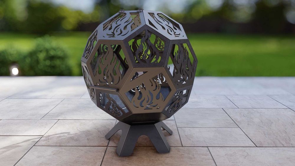 Vatra de foc decorativa, realizata din otel de 3 mm CNC laser