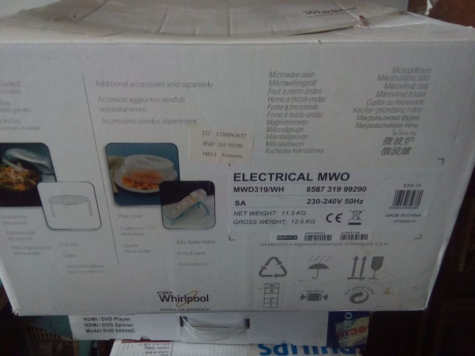 Cuptor cu microunde independent Whirlpool: culoare alb - MWD