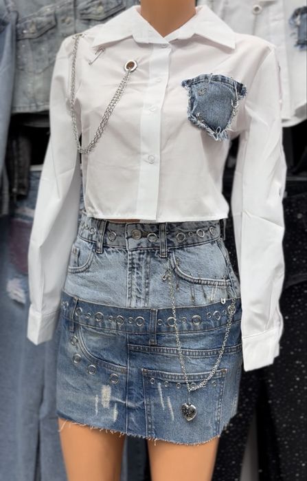 Compleu camasa si fusta de blug