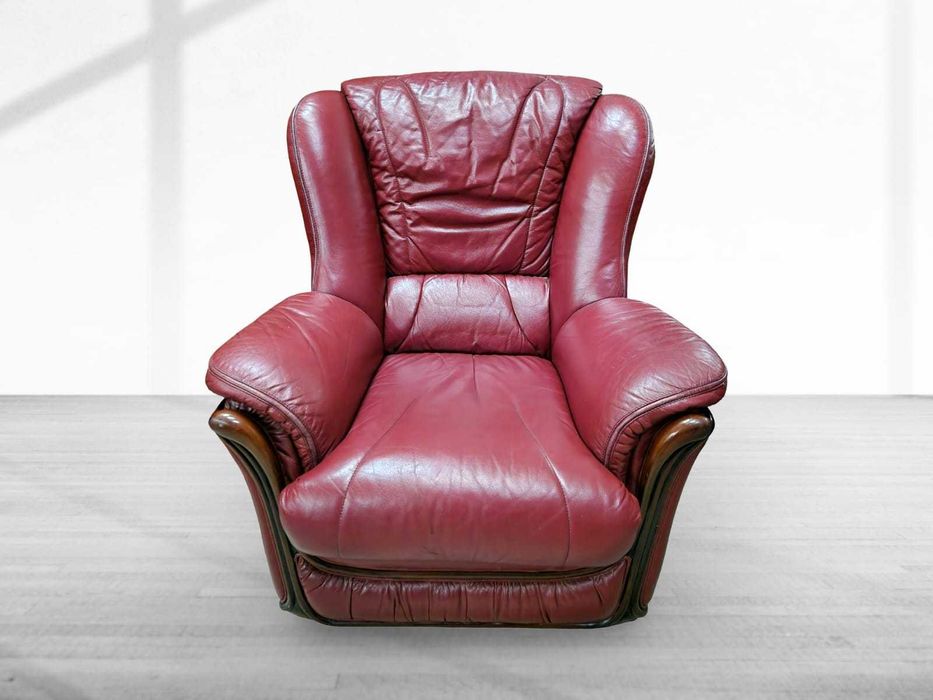 Холова гарнитура от естествена кожа - триместен диван и два фотьойла