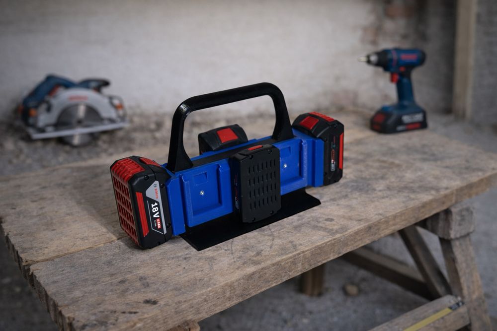 Suport 8 acumulatori Bosch 18V geanta transport