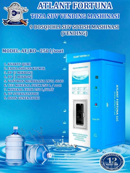 Вендинг vending vodamat suv apparati, savdo mashinasi vodomat, водамат