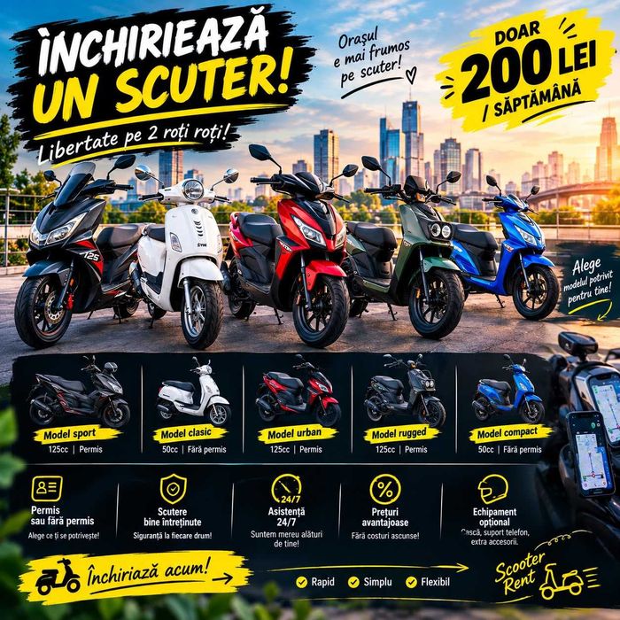 Închiriere scutere 200 de lei pe saptamana