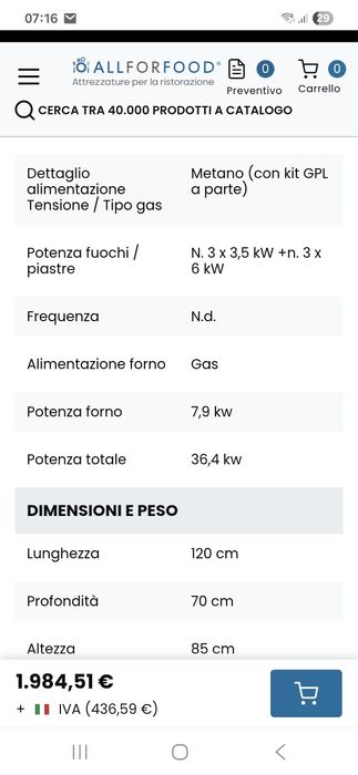 Aragaz inox  profesional