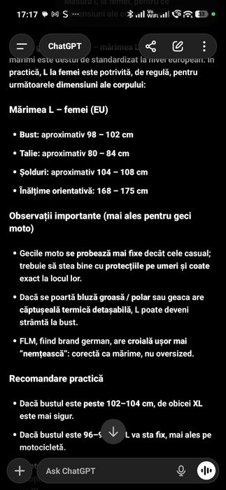 Geaca moto dama piele FLM mărimea L
