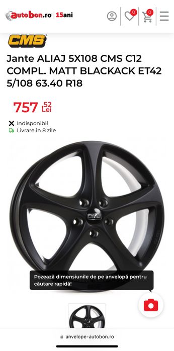 2 jante noi CMS C12818 / 18 inch Ford / Volvo / roata rezerva