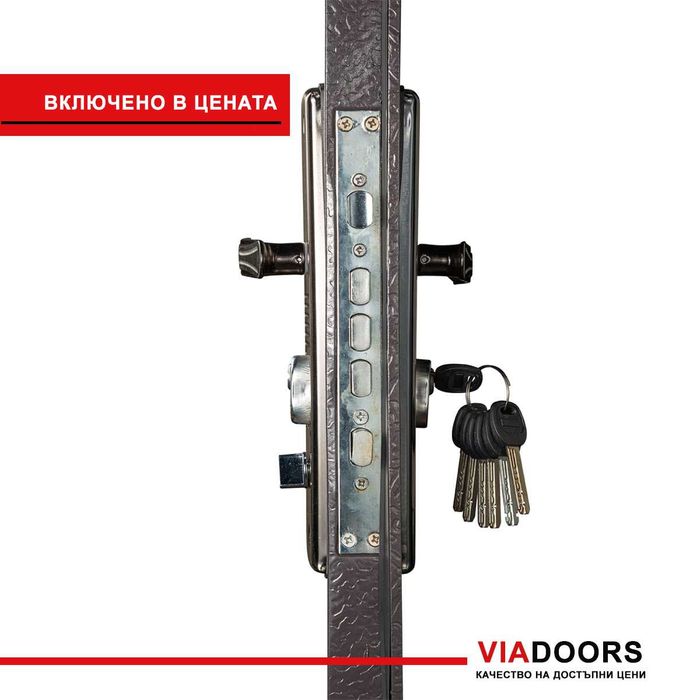 Бюджетна блиндирана МЕТАЛНА ВРАТА за мазета и складове – черен мат с 5-точково заключване