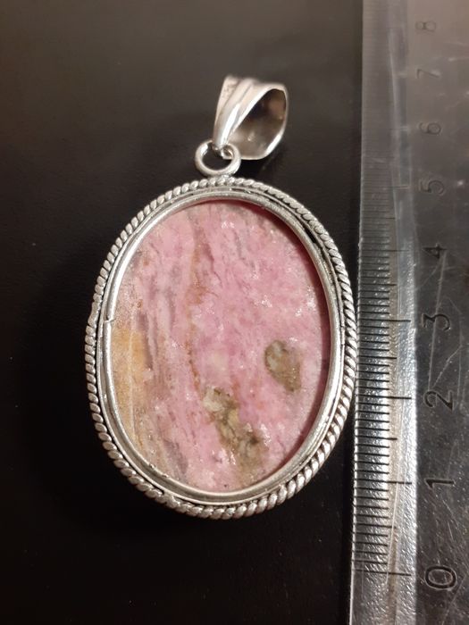 Pandantiv mare din argint cu rodonit