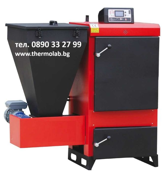 25kw комбиниран котел на пелети, костилки, черупки, талаш, въглища